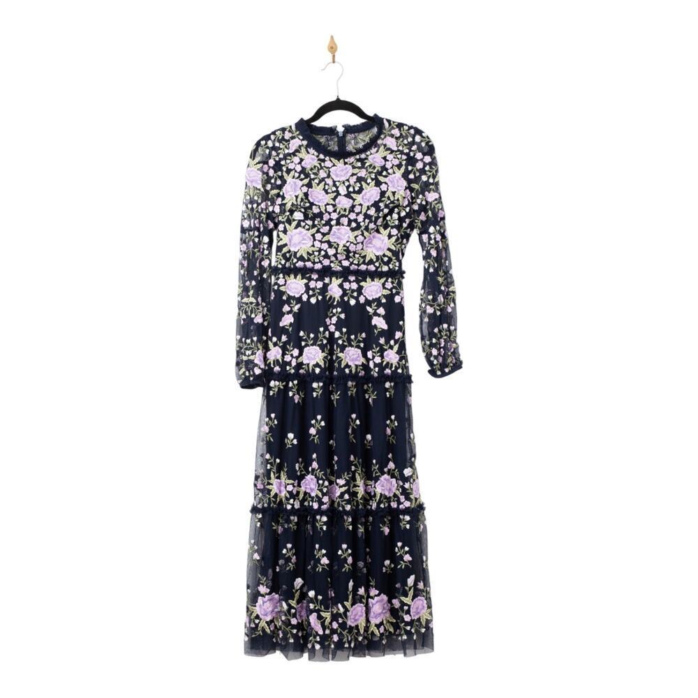 Ieena for Mac Duggal Embroidered Tiered Dress Size 8 - Picture 4 of 11